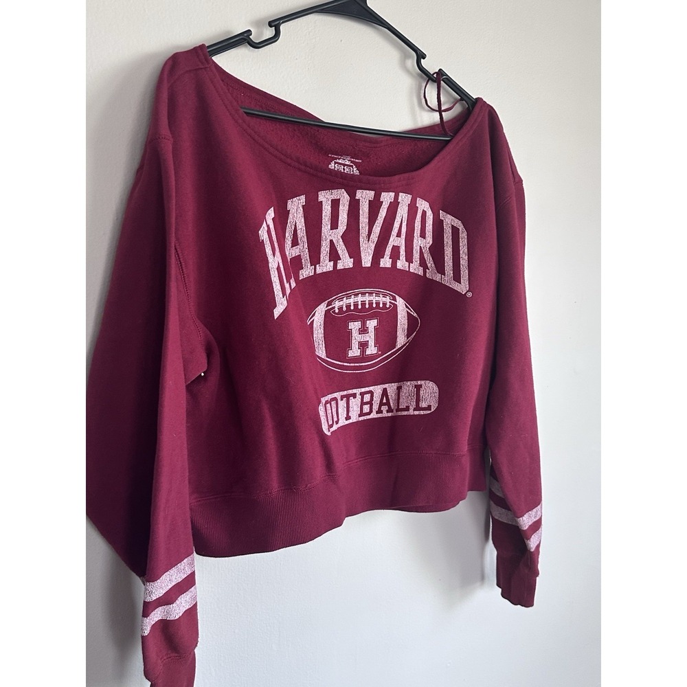 Aeropostale Harvard University Emblem Off The Shoulder College Sweatshirt Size S - Picture 2 of 9